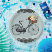 Grünes Elfenbeinfahrrad aus Papierplatte Pappteller (Party)