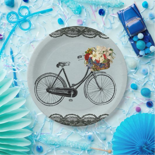 Grünes Elfenbeinfahrrad aus Papierplatte Pappteller (Party)