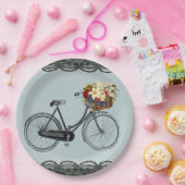 Grünes Elfenbeinfahrrad aus Papierplatte Pappteller (Party)