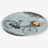 Grünes Elfenbeinfahrrad aus Papierplatte Pappteller (Schrägansicht)