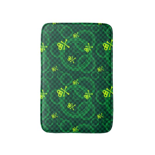 Grünes Emo Muster mit Kreisen Badematte (Vorderseite Vertikal)