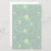 Grünes Emo Muster mit Kreisen Briefpapier (Vorne/Hinten)