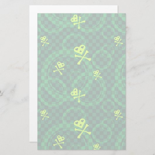 Grünes Emo Muster mit Kreisen Briefpapier (Vorne/Hinten)