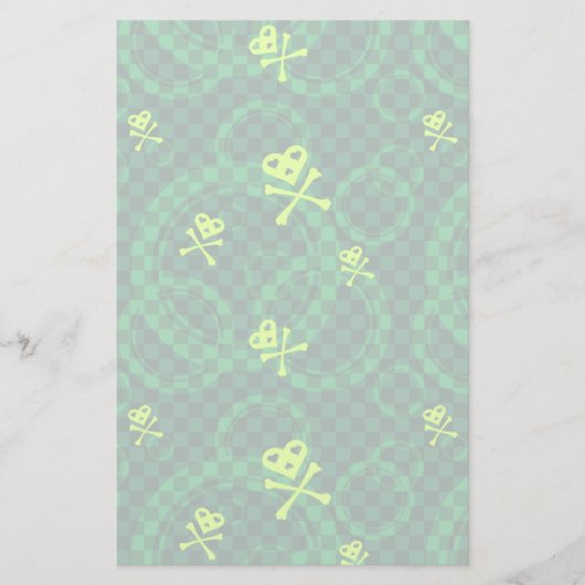 Grünes Emo Muster mit Kreisen Briefpapier (Vorderseite)