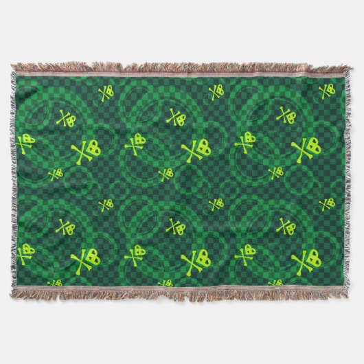 Grünes Emo Muster mit Kreisen Decke (Vorderseite)