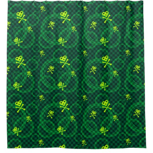 Grünes Emo Muster mit Kreisen Duschvorhang (Vorderseite)