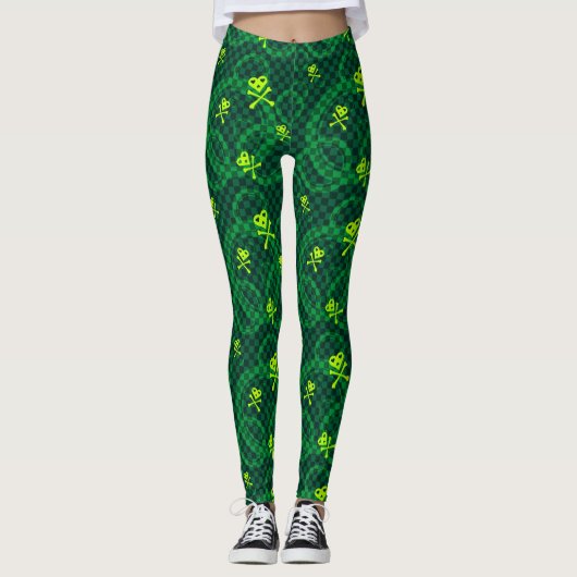 Grünes Emo Muster mit Kreisen Leggings (Vorderseite)