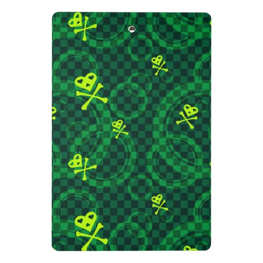 Grünes Emo Muster mit Kreisen Mini Klemmbrett (Rückseite)