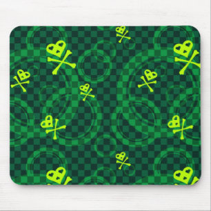 Grünes Emo Muster mit Kreisen Mousepad