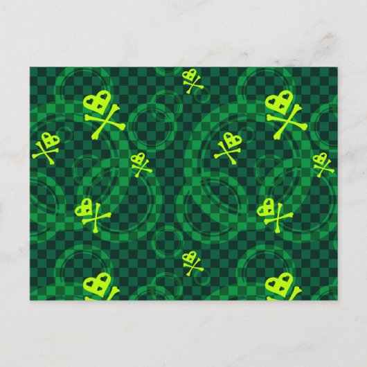 Grünes Emo-Muster mit Kreisen Postkarte (Vorderseite)