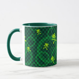 Grünes Emo Muster mit Kreisen Tasse