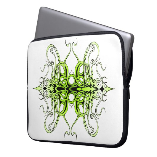 Grünes Empire Stammesdesign Laptopschutzhülle (Vorderseite Links)