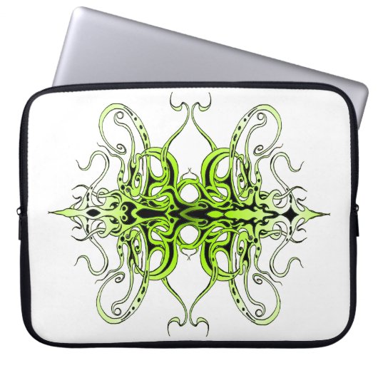 Grünes Empire Stammesdesign Laptopschutzhülle (Vorderseite)