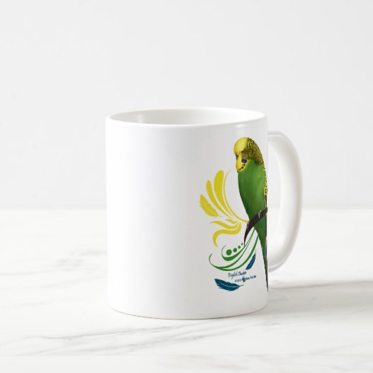 Grünes Englisch Budgie Tasse (VorderseiteRechts)