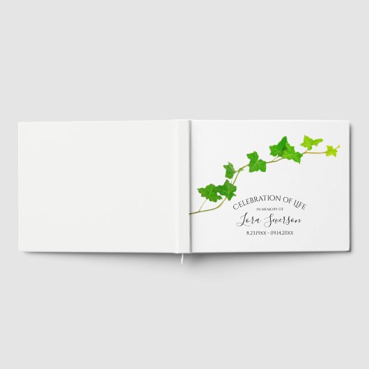 Grünes Englisch Ivy Vine Beerdigung Memorial Gästebuch (Voll)