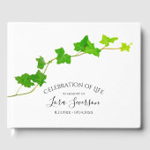 Grünes Englisch Ivy Vine Beerdigung Memorial Gästebuch (Vorderseite)