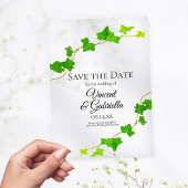Grünes Englisch Ivy Vine Wedding Save the Date Acryleinladungen