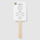 Grünes englisches Hochzeitsprogramm Ivy Watercolor Fächer (Rückseite)