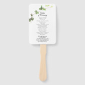 Grünes englisches Hochzeitsprogramm Ivy Watercolor Fächer (Vorderseite)