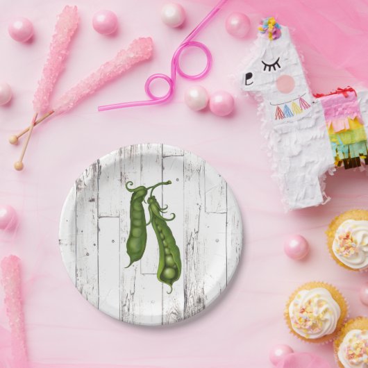 Grünes Erbsen Weißholz Rustikales Party Pappteller (Party)