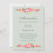 Grünes Erdbeerrosa Brautparty Einladung (Vorderseite)