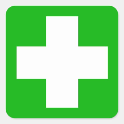 Grünes Erste Hilfe-Decal Quadratischer Aufkleber (Vorderseite)