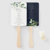 GRÜNES EUCALYPTUS FAUNA WATERCOLOR WEDDING PROGRAM FÄCHER (Vorne und Hinten)