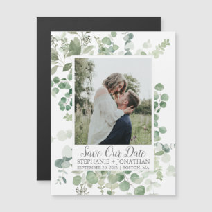 Grünes Eucalyptus-Foto speichert das Datum der Mag Magneteinladung