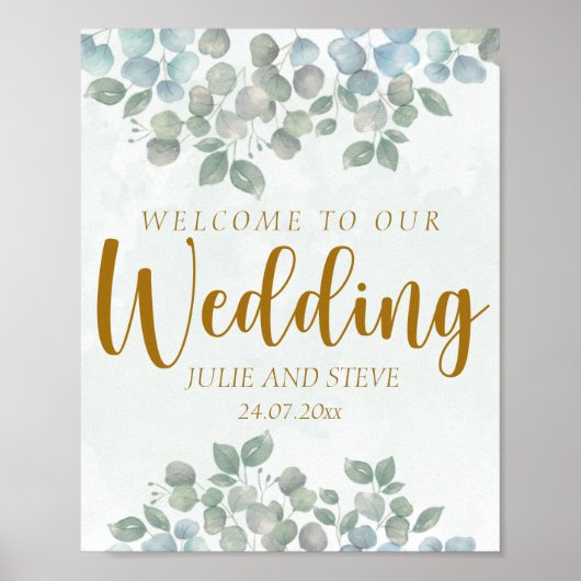 Grünes Eukalyptus-Aquarellposter Poster (Vorne)