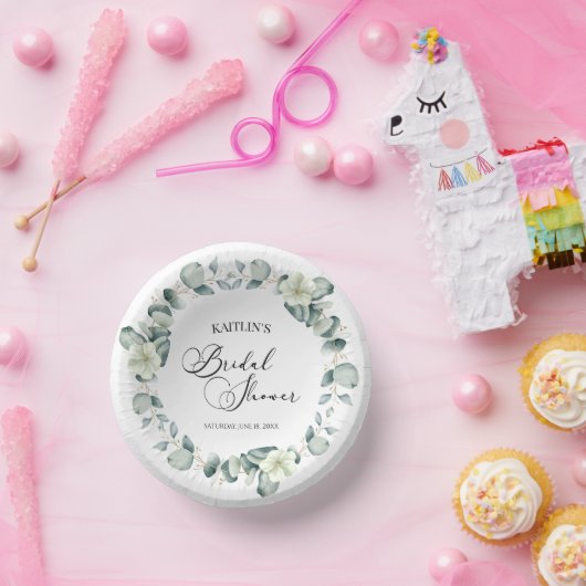 Grünes Eukalyptus-Blätter Botanisches Brautparty Pappteller (Party)