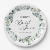 Grünes Eukalyptus-Blätter Botanisches Brautparty Pappteller (Vorderseite)
