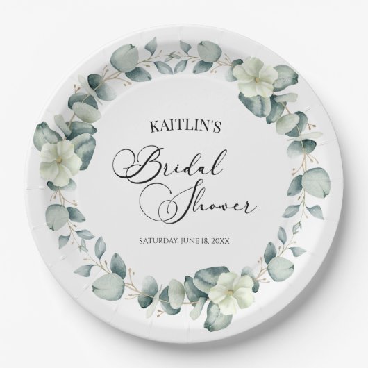 Grünes Eukalyptus-Blätter Botanisches Brautparty Pappteller (Vorderseite)