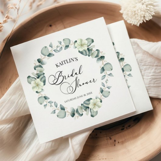 Grünes Eukalyptus-Blätter Botanisches Brautparty Serviette
