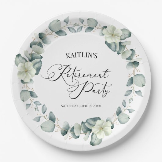 Grünes Eukalyptus-Blätter Botanisches Party für da Pappteller (Vorderseite)