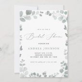 Grünes Eukalyptus-Blätter Brautparty Einladung (Vorderseite)