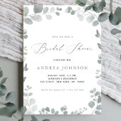 Grünes Eukalyptus-Blätter Brautparty Einladung
