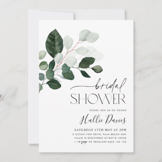 Grünes Eukalyptus Botanisches Brautparty Einladung (Vorderseite)