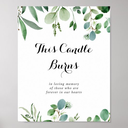Grünes Eukalyptus Botanisches Zeichen dieser Kerze Poster (Vorne)