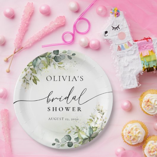 Grünes Eukalyptus-Brautparty Pappteller (Party)