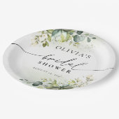 Grünes Eukalyptus-Brautparty Pappteller (Schrägansicht)