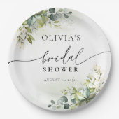 Grünes Eukalyptus-Brautparty Pappteller (Vorderseite)