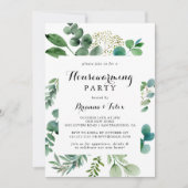 Grünes Eukalyptus Calligraphy Housewarming Party Einladung (Vorderseite)