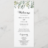 Grünes Eukalyptus Foliage Delight Wedding Programm (Vorderseite)