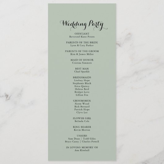 Grünes Eukalyptus Foliage Delight Wedding Programm (Rückseite)