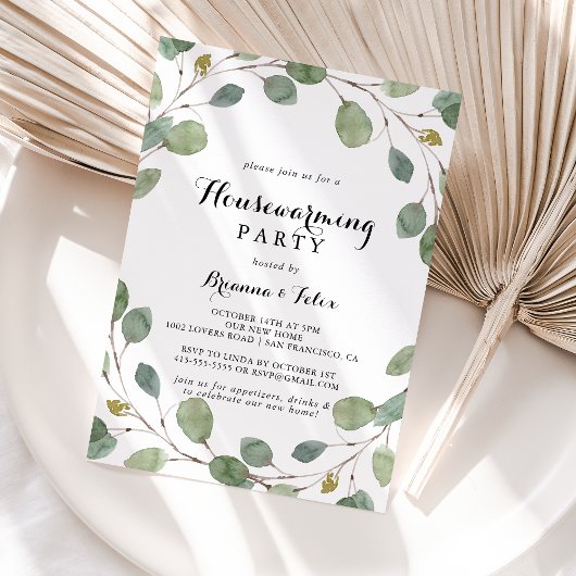 Grünes Eukalyptus Foliage Housewarming Party Einladung