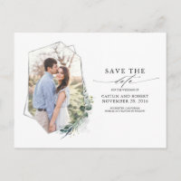 Grünes Eukalyptus-Foto Save the Date
