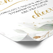 Grünes Eukalyptus-Gold-Blätter offenes Bar Poster (Ecke)