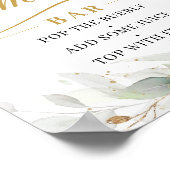 Grünes Eukalyptus-Goldschild Blätter mimosa Bar Poster (Ecke)