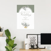 Grünes Eukalyptus-Hochzeitplakat Poster (Heimbüro)