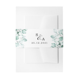 Grünes Eukalyptus-Hochzeitsband Einladungsbanderole